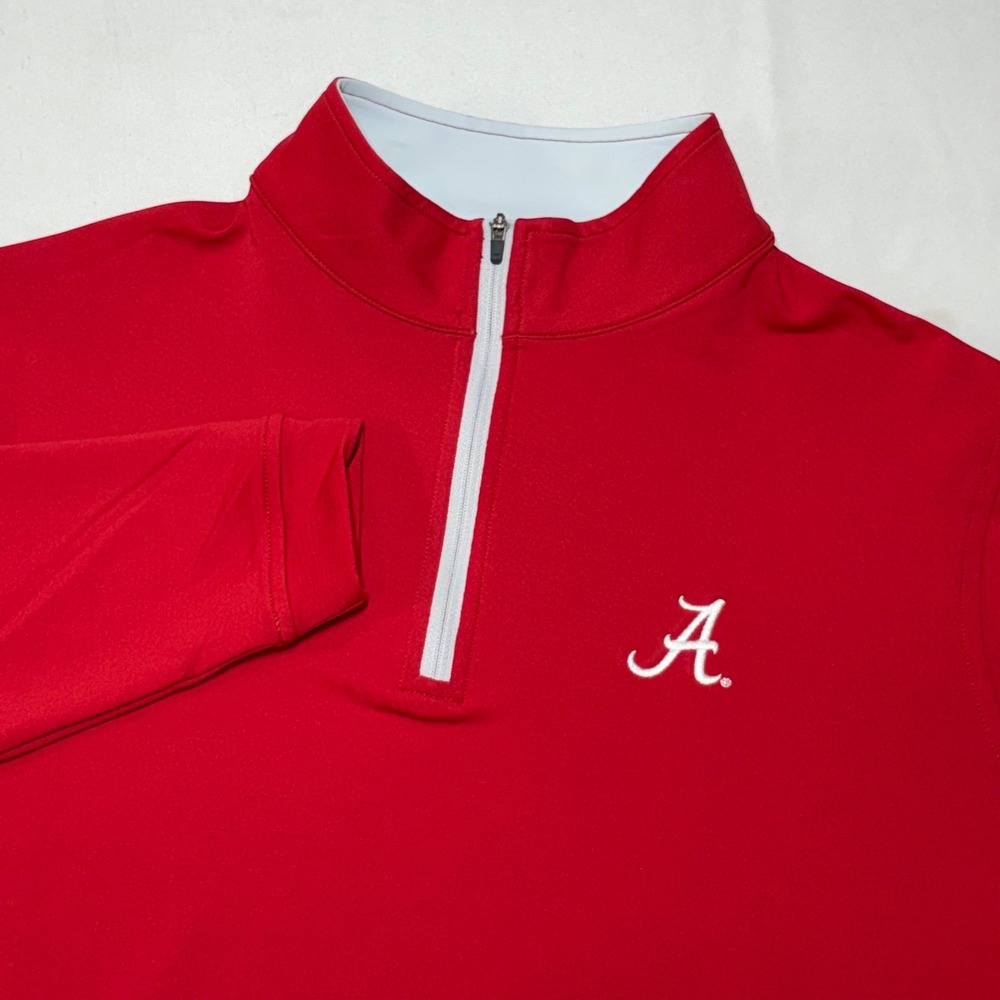 Peter Millar Alabama Crimson Tide Summer Comfort Quarter Zip Mens M Pullover Red